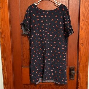 Beachlunchlounge Navy Dress with Cherries with Belt XL